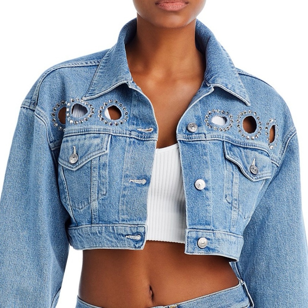 7 for all mankind Jean jacket  with Swarovski element . Watch the video please - Picture 3 of 17